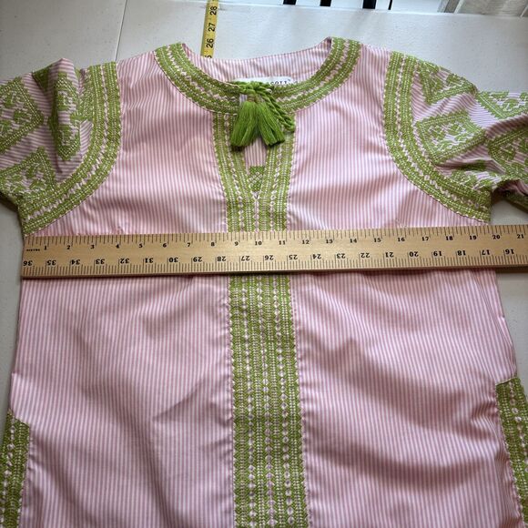 Gretchen Scott Designs Embroidered Top - Odessa Pink & Green Shirt Boho Sz M - Picture 9 of 11
